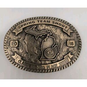 Custom Spring Team Shoot 2015 Class AA-3rd Place Team Oval Belt Buckle